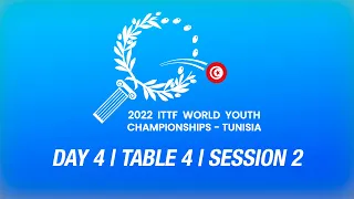 LIVE! ITTF World Youth Championships 2022 | Day 4 | Table 4 | Session 2