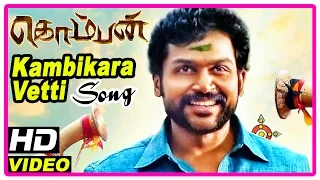 Komban Movie Scenes | Karthi falls for Lakshmi | Kambikara Vetti song | Kovai Sarala