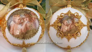 Decoupage Ideas Vintage Christmas ornaments Serviettentechnik