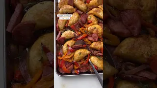 Sheet pan Pierogi, Sausage & Peppers