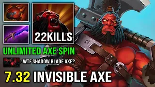 NEW 7.32 Invisible Axe Shadow Blade Unlimited Spin DPS 100% Chop Down Everyone on the Map Dota 2