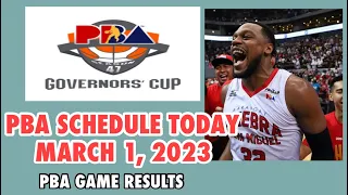 PBA Governors' Cup Schedule Today March 1, 2023; PBA Results Today; PBA Live; PBA Standings