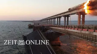 Putins Prestigeprojekt: Krim-Brücke nach Explosion beschädigt