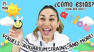 Vowels, Aquarium, Trains and More! All in Spanish with Miss Nenna the Engineer | Spanish For Minis