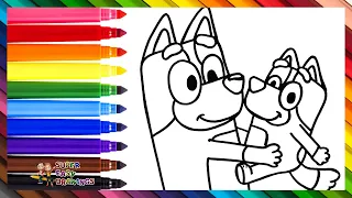 Drawing and Coloring Bluey and Her Mom 🐶🐕❤️ Drawings for Kids