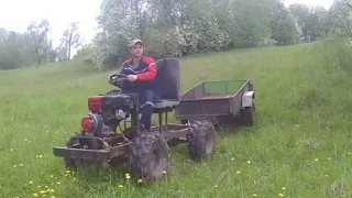 К-15 Поездка за песком.Самодельный мини-трактор вездеход Homemade mini tractor all-terrain vehicle