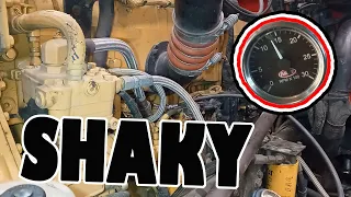 Fixing a subscriber's SHAKY C15 Cat engine. Bad Damper? Low Fuel Pressure?