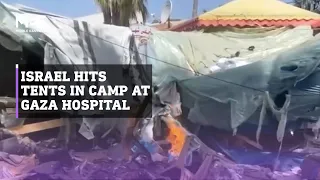 Israeli air strike hits tents of Palestinians, among journalists, inside Gaza hospital