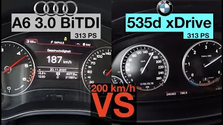 Acceleration Battle | Audi A6 3.0 BiTDI Quattro vs BMW 535d xDrive | 313 vs 313 PS