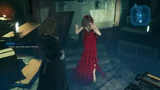 FINAL FANTASY VII REMAKE Aerith shows off dress to Cloud