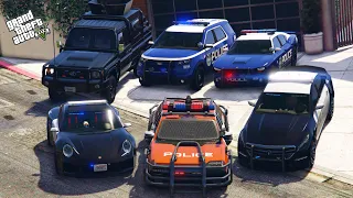 GTA 5 - Stealing SECRET POLICE VEHICLES With Franklin! | (Real Life Cars #9)