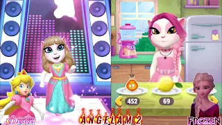 My Talking Angela 2 😻 || Princess Peach vS Pink Frozen || Cosplay