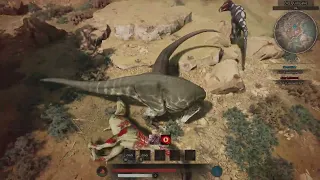 Path of Titans Daspletosaurus trio vs Tyrannosaurus Rex