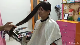 layers cutting for very long &thik hair !! pony style layer cutting step by step