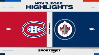 NHL Highlights | Canadiens vs. Jets - November 3, 2022