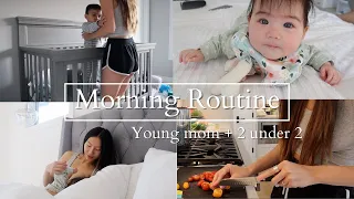 MORNING ROUTINE WITH 2 KIDS | 2 UNDER 2 | YOUNG MOM