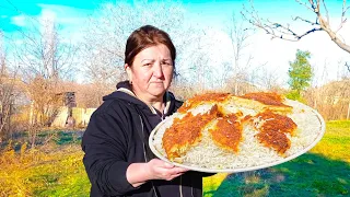 In Azerbaijan Sweet Village Grandmother cooked delicious Pilaf | Relaxing Village Life