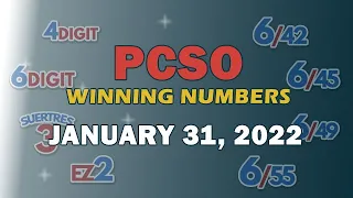 P29M Jackpot Grand lotto 6/55, EZ2, Suertres, 4Digit, and Megalotto 6/45 | January 31, 2022