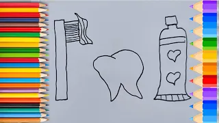 🦷🪥Oral Hygiene Drawing, Coloring and Coloring for Kids, Toddlers🦷🪥🦷🪥🦷🪥