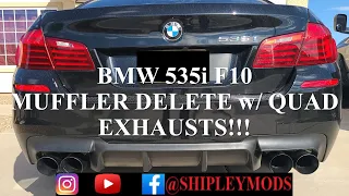 BMW 535i M sport f10 muffler delete | quad exhaust tips installed