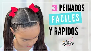 3 Peinados para niñas Faciles y Rapidos de Hacer🌸| Peinados para Cabello largo y Corto