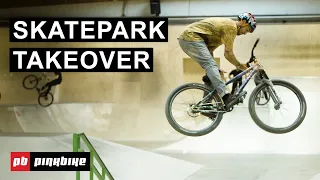 Pro Slopestyle Riders Take Over A Skatepark