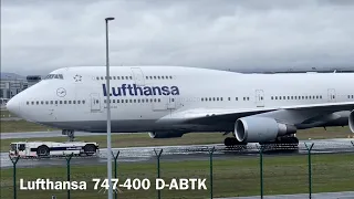 CLOSE UP Of Lufthansa B747-400 and B787-9 Taxing at Frankfurt Airport