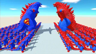 SUPERMAN GODZILLA 2014 VS SPIDER GODZILLA 2014 DEATH RUN - Animal Revolt Battle Simulator