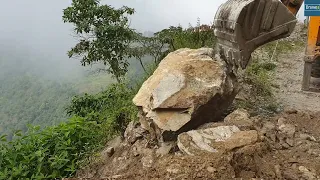 Clearing Hilly Landslide Road Dirt-JCB Backhoe-Hilly Road Work-JCB Video