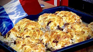 Meat in FRENCH. Chops in FRENCH. Oven meat recipe with cheese, mushrooms and onions. ENG SUB