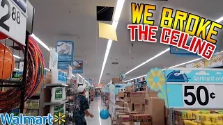 TRYING TO GET KICKED OUT OF WALMART (WE BROKE THE CEILING)