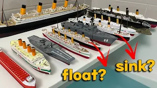 We Tested All These Ships in the Water [ Titanic, Britannic, Fitzgerald ] Will they Sink or Float?