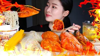 ASMR THE SPICIEST DUMPLING IN KOREA 🔥 3 FLAVORS OF DUMPLING & CUP NOODLES MUKBANG EATING SHOW