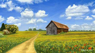 Old Barn in Springtime: Time-Lapse Painting of the Countryside