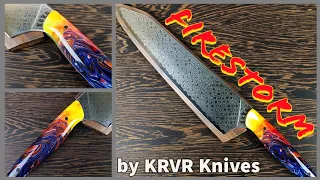 FIRESTORM / 10in (254mm) VG10 K-tip Damascus Chef Knife by KRVR Knives