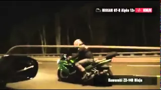 Kawasaki vs nissan Gtr (zx14r vs alpha)