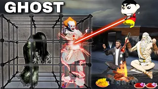 Real Ghost Caught on Camer! SHIN CHAN & FRANKLIN CCTV CAMERA GHOST LAST PART IN GTA 5 IN TELUGU