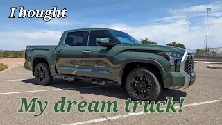 My new 2023 Toyota Tundra limited  Crewmax TRD Offroad in Army green - Detailed reveal & review