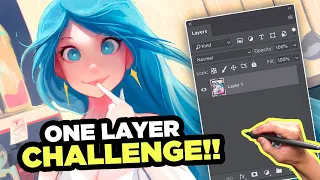 PAINTING WITH ONE LAYER! - Digital Art Challenge