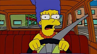 marge hits homer with car