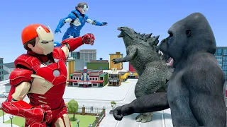 Scary Teacher TV - Nick IronMan and Iron Tani Protect City  vs Godzilla & Kong  | Nick and Tani