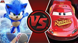 SONIC vs LIGHTNING McQUEEN! (Cars vs Sonic The Hedgehog 3D Movie) CARTOON FIGHT ANIMATION