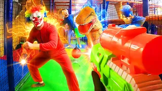 Nerf War /Amusement Park Battle 9 (Nerf First Person Shooter) / Nerf Killer Clown Attack