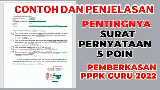 Contoh dan penjelasan pentingnya surat pernyataan 5 poin pada pemberkasan pppk guru 2022