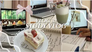 DAILY DIARY: STUDY VLOG📚🍵💗 a lot of studying, journaling, shopping & more