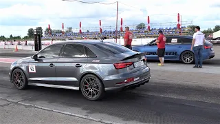 Audi RS3 vs Mercedes AMG C63 vs Audi RS6 - Drag Race