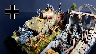 Panther tank Diorama Пантер танк Диорама FULL BUILD VIDEO in 1/72 scale with scratch build