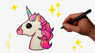 How to Draw a Unicorn Emoji easy - Cute drawings