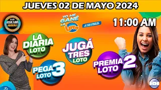 Sorteo 11 AM Resultado Loto Honduras, La Diaria, Pega 3, Premia 2, JUEVES 02 de mayo 2024