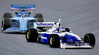 Williams F1 2022 vs Williams F1 1997 Jacques Villeneuve at Silverstone GP